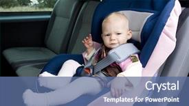  Presentation with car seat - Presentation theme featuring little girl in car seat background and a ocean colored foreground