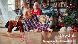  Presentation with attention - Cool new PPT theme with little-girl-in-center backdrop and a coral colored foreground