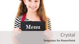  Presentation with chef - Cool new slide deck with little-girl-in-chef-uniform backdrop and a light gray colored foreground