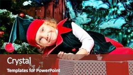  Presentation with christmas elf - Presentation theme enhanced with little girl in christmas elf background and a  colored foreground