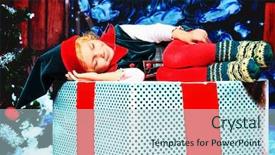  Presentation with elf - Slides featuring little girl in christmas elf background and a light blue colored foreground