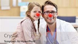  Presentation with pediatrician - Amazing slides having little girl in clinic having a checkup with pediatrician backdrop and a soft green colored foreground