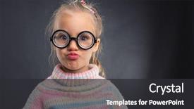  Presentation with faces - PPT layouts featuring little-girl-in-glasses-makes background and a dark gray colored foreground