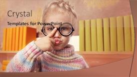  Presentation with faces - Amazing PPT layouts having little-girl-in-glasses-makes backdrop and a coral colored foreground