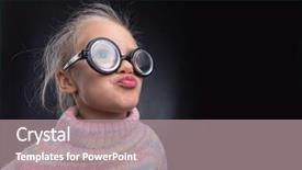  Presentation with faces - Amazing presentation design having little-girl-in-glasses-makes backdrop and a gray colored foreground