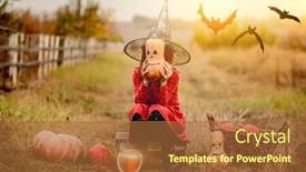  Presentation with costume - Presentation enhanced with little-girl-in-halloween-costume background and a  colored foreground