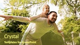  Presentation with family - Beautiful PPT theme featuring little girl in having fun backdrop and a tawny brown colored foreground