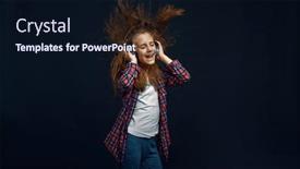  Presentation with headphones - Slides featuring little-girl-in-headphones-developing background and a wine colored foreground