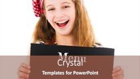  Presentation with holding hands - Presentation design consisting of little-girl-in-kitchen-uniform background and a tawny brown colored foreground