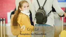  Presentation with queue - Slides having little-girl-in-mask background and a yellow colored foreground