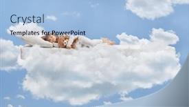  Presentation with teddy bear - Presentation theme featuring little-girl-in-pajamas-holding background and a light blue colored foreground