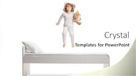  Presentation with sitting teddy bear isolated - Slide set with little-girl-in-pajamas-holding background and a white colored foreground