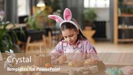  Presentation with rabbit - Beautiful slides featuring little-girl-in-rabbit-ears backdrop and a coral colored foreground