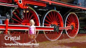  Presentation with museum - PPT layouts with little girl in railway museum background and a  colored foreground