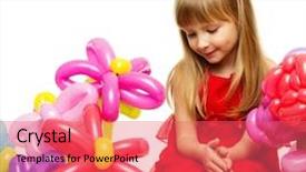  Presentation with girl in red dress - Presentation theme consisting of little girl in red dress background and a coral colored foreground