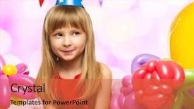  Presentation with gift - PPT theme having little girl in red dress background and a coral colored foreground