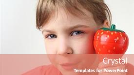  Presentation with red - PPT theme consisting of little-girl-in-red-shirt background and a coral colored foreground