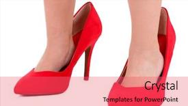  Presentation with red and white industry - Beautiful PPT theme featuring little girl in red shoes backdrop and a  colored foreground