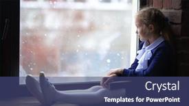  Presentation with school children - PPT theme enhanced with little-girl-in-school-uniform background and a ocean colored foreground