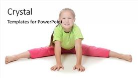  Presentation with blank whiteboard isolated on white - Presentation theme consisting of little girl in sportswear isolated background and a  colored foreground