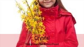  Presentation with flowery - Cool new presentation theme with little girl in spring time holding flowery branches - isolated backdrop and a red colored foreground