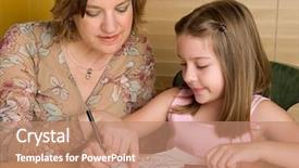  Presentation with school community relations - PPT theme with little girl in sunday school background and a coral colored foreground