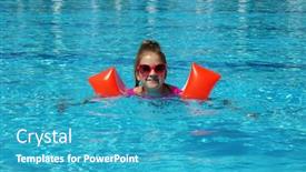  Presentation with learn - PPT theme enhanced with little-girl-in-swimming-pool background and a teal colored foreground