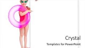  Presentation with swimming - Colorful PPT theme enhanced with little girl in swimming suit backdrop and a  colored foreground