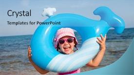  Presentation with whale - Slides consisting of playing with an inflatable whale background and a light blue colored foreground