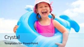  Presentation with whale - Presentation theme having playing with an inflatable whale background and a light blue colored foreground