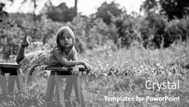  Presentation with country photo - Amazing slide set having little-girl-in-the-yard backdrop and a gray colored foreground