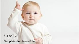  Presentation with clothing wooden clothes hanger object - Colorful PPT theme enhanced with little girl in white clothes backdrop and a  colored foreground