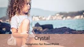  Presentation with rock - Beautiful theme featuring little girl in white dress backdrop and a coral colored foreground