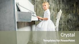  Presentation with romantic - Colorful presentation design enhanced with little girl in white dress backdrop and a gray colored foreground