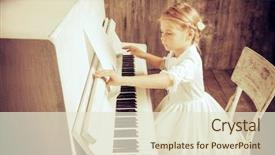  Presentation with romantic - Presentation theme featuring little girl in white dress background and a lemonade colored foreground