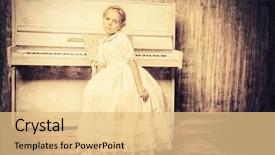  Presentation with romantic - Presentation theme having little girl in white dress background and a lemonade colored foreground