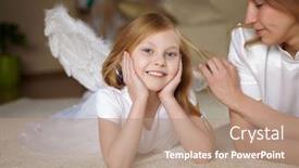  Presentation with angel wings - Theme featuring little girl in white dress with angel's wings background and a coral colored foreground