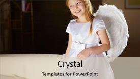  Presentation with angel wings - Beautiful PPT layouts featuring little girl in white dress with angel's wings backdrop and a lemonade colored foreground