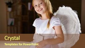  Presentation with angel wings - PPT theme consisting of little girl in white dress with angel's wings background and a tawny brown colored foreground