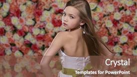  Presentation with flower on wall - Slide set enhanced with little girl in white gown background and a  colored foreground