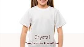  Presentation with girl design - Presentation theme featuring little girl in white t-shirt for design template on white background blank copy space on casual t shirt background and a lemonade colored foreground