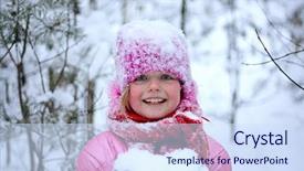  Presentation with girl pink baby shower - Theme featuring little girl in winter pink background and a sky blue colored foreground