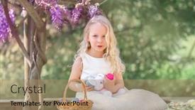  Presentation with easter - Amazing slides having little-girl-in-wisteria-blossom backdrop and a coral colored foreground