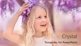 Presentation with easter - Theme consisting of little-girl-in-wisteria-blossom background and a lemonade colored foreground