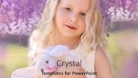  Presentation with easter - Beautiful PPT theme featuring little-girl-in-wisteria-blossom backdrop and a coral colored foreground