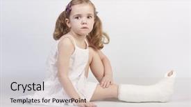  Presentation with broken leg - Theme having little girl injured with broken background and a soft green colored foreground