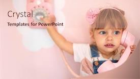  Presentation with sweet pastry - PPT theme featuring little-girl-is-playing background and a lemonade colored foreground