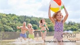  Presentation with running - Beautiful presentation theme featuring little-girl-is-running backdrop and a soft green colored foreground