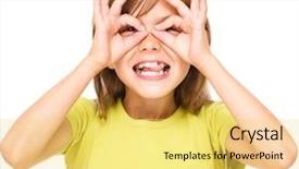  Presentation with glasses - Cool new presentation theme with little girl is showing glasses backdrop and a yellow colored foreground