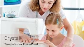  Presentation with sew - Cool new presentation theme with little-girl-is-taught backdrop and a coral colored foreground